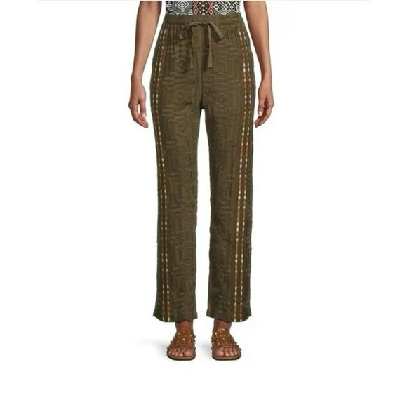 Johnny Was Calme Biya JWLA Workshop Embroidered Provenza Drawstring Pants M - Picture 1 of 8
